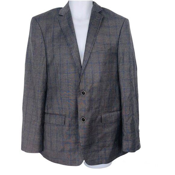 DKNY Mens M Blazer Gray Black Windowpane Plaid Suit Jacket - Picture 1 of 12